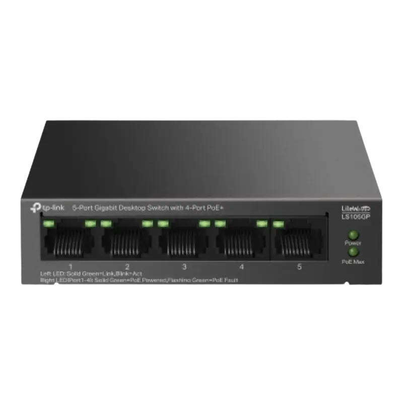 TP-Link 5-Port Gigabit Desktop Switch with 4-Port PoE+ | LS105GP