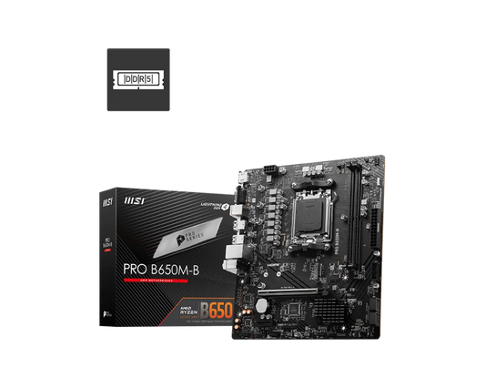 MSI PRO B650M-B Motherboard, Micro-ATX – Supports AMD Ryzen 7000 Series Processors, AM5 – DDR5 Memory Boost 6800+MHz/OC, 1 x PCIe 4.0 x16, 1 x M.2 Gen4, 2.5G LAN