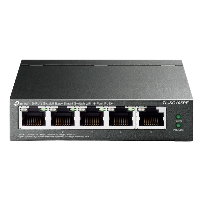 TP-Link 5-Port Gigabit Easy Smart Switch with 4-Port PoE+ | TL-SG105PE