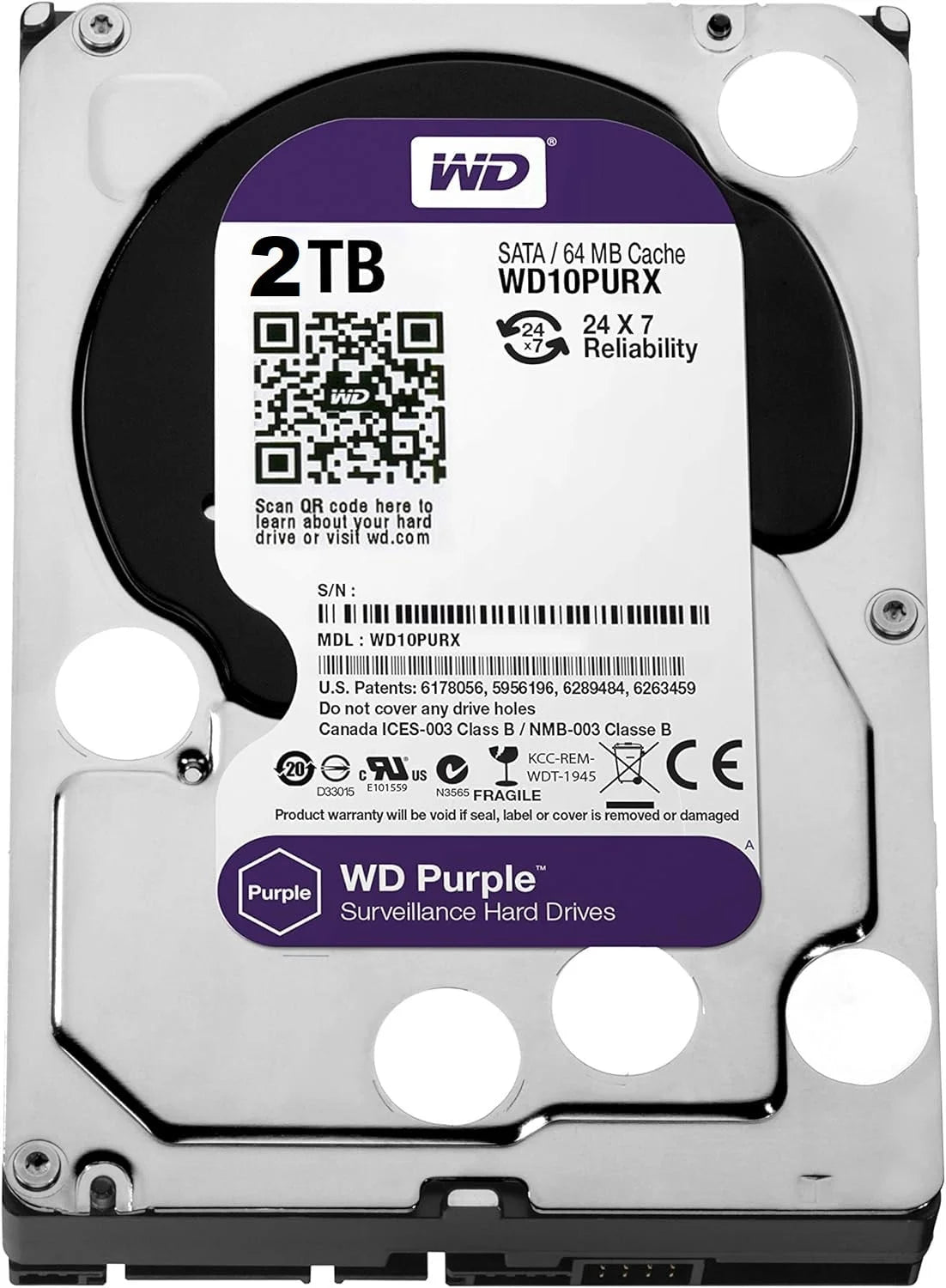 Western Digital 2TB WD Purple Surveillance Internal Hard Drive HDD