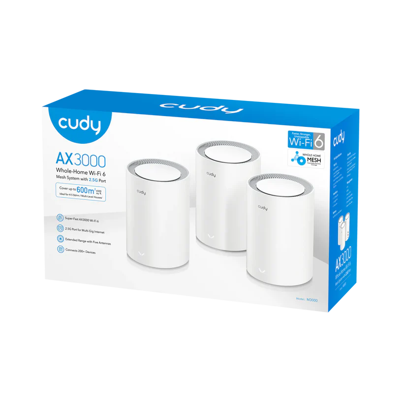 CUDY AX3000 2.5G Mesh Wi-Fi 6 System White 3-Pack | M3000