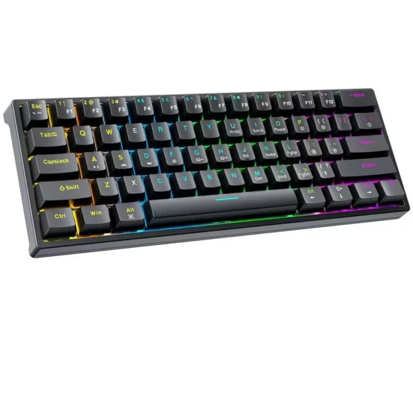 BAJEAL H61K 60% RED Switch Gaming Mechanical Keyboard, BLACK