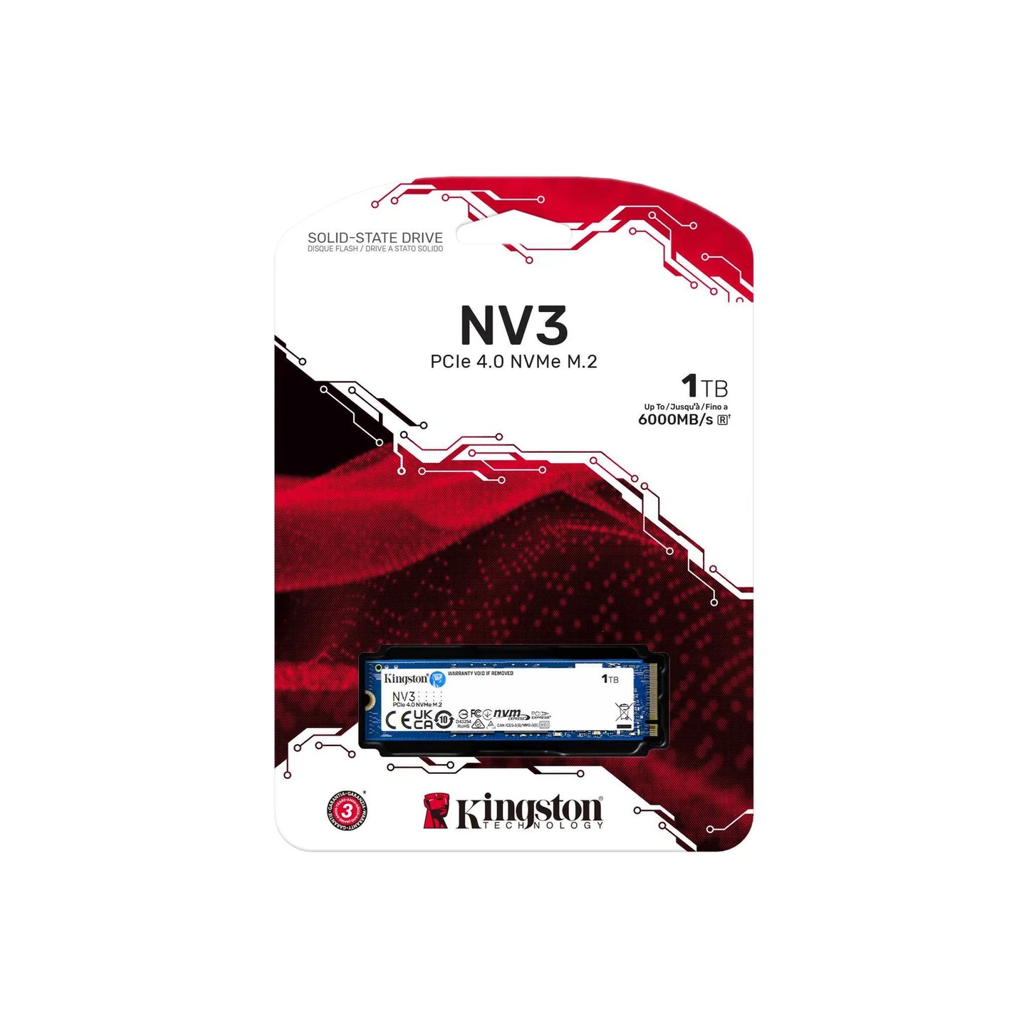 Kingston NV3 M.2 2280 1TB PCIe 4.0 x4 NVMe 6000MB/S Internal SSD