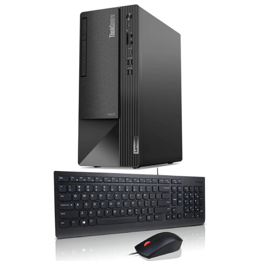 Lenovo ThinkCentre neo 50t Gen 4 Desktop Combo Intel® Core™ i7-12700, 8GB DDR4 RAM; 512GB NVMe SSD, Integrated Intel® UHD Graphics 730, 3-in-1 Card Reader, 2W Speakers, DVD±RW, USB Calliope Keyboard & Mouse Included, Black