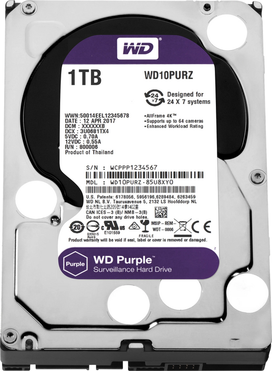 Western Digital 1TB WD Purple Surveillance Hard Drive