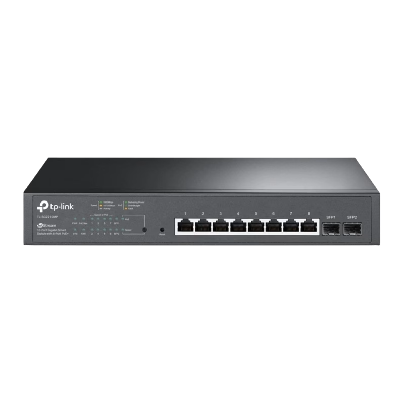 TP-Link JetStream 10-Port Gigabit Smart Switch – 8-Port PoE+ | TL-SG2210MP