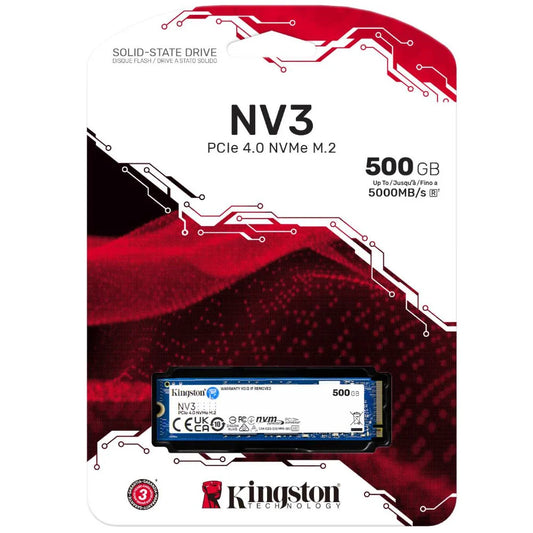 Kingston’s NV3 PCIe 4.0 NVMe SSD &nbsp;500GB Capacity, Up to 5,000MB/s read, 3,000MB/s write