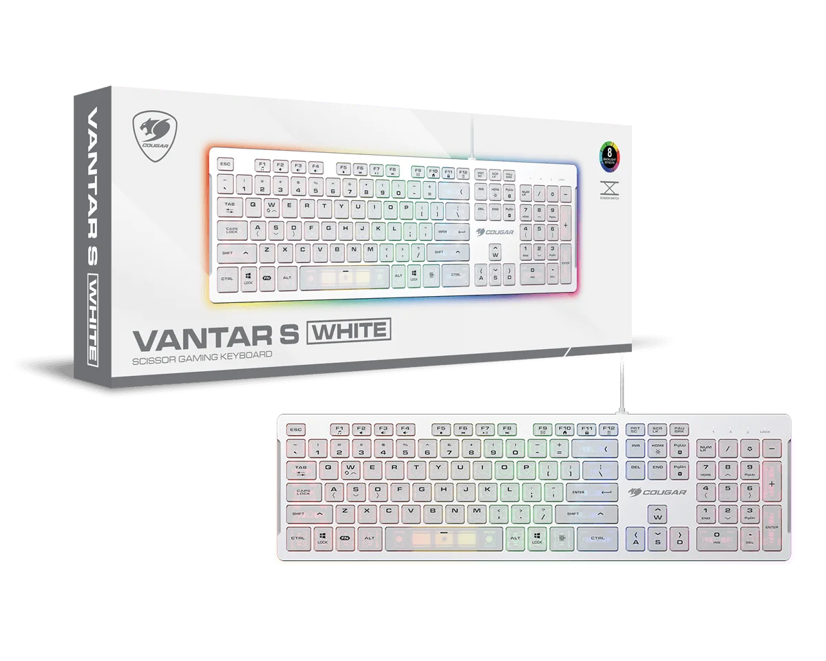 COUGAR VANTAR S Scissor-Switch RGB Gaming Keyboard/ WHITE